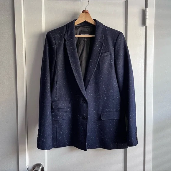 Banana Republic Speckled Blue Tweed Blazer - Picture 1 of 9